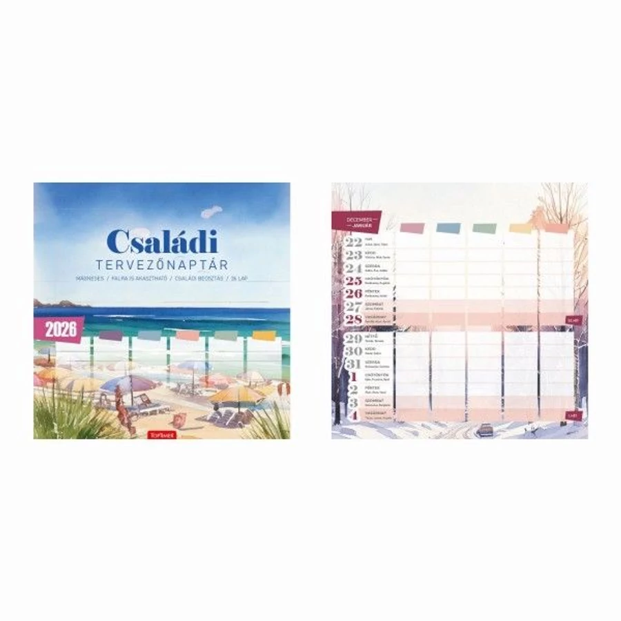 *56534 FALINAPTÁR 2026 Családi tervező TopTimer kétheti mágneses