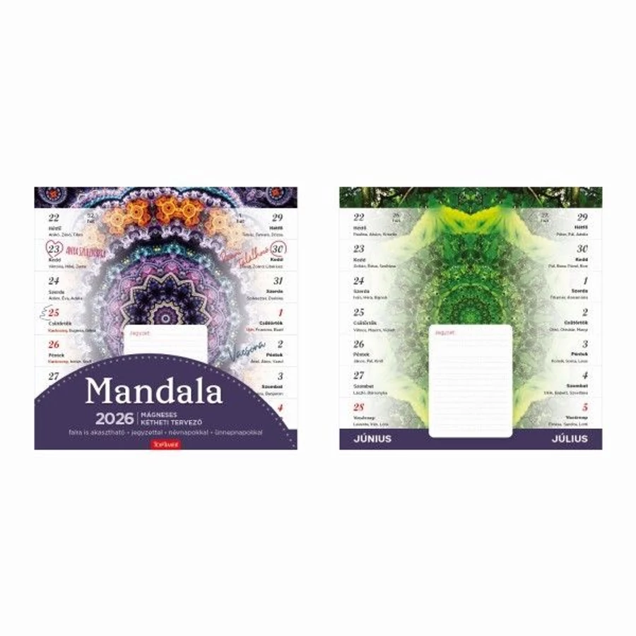 *56535 FALINAPTÁR 2026 Családi tervező Mandala TopTimer kétheti mágneses