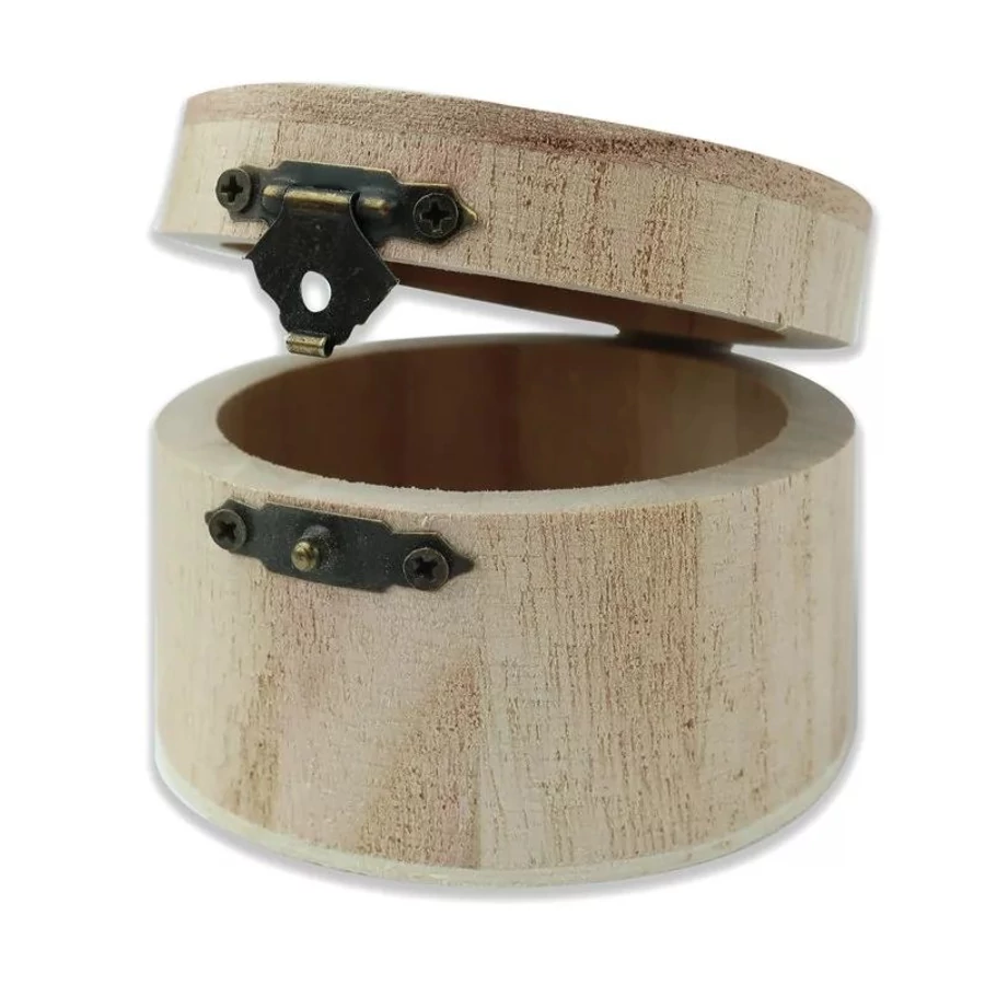 *56543 DOBOZ fa natur CRE-ART kör alakú csatos 8*5cm