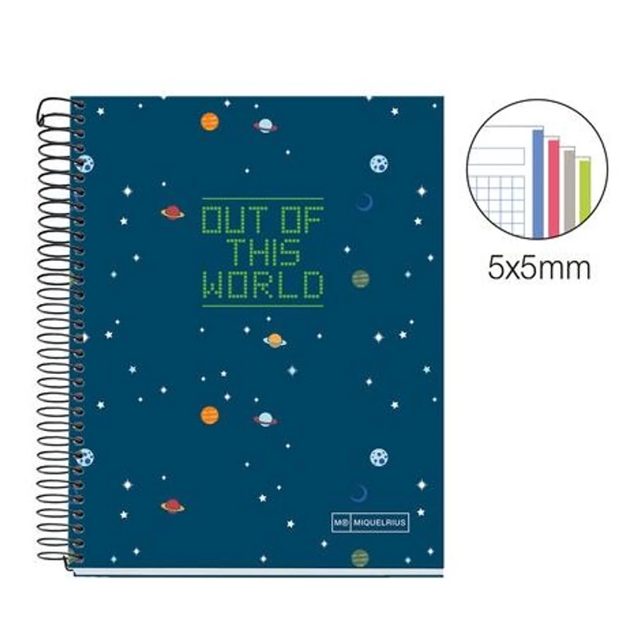 *56950 FÜZET spirál A5 MQ Space  # karton 4*35lap 4 reg.   46853