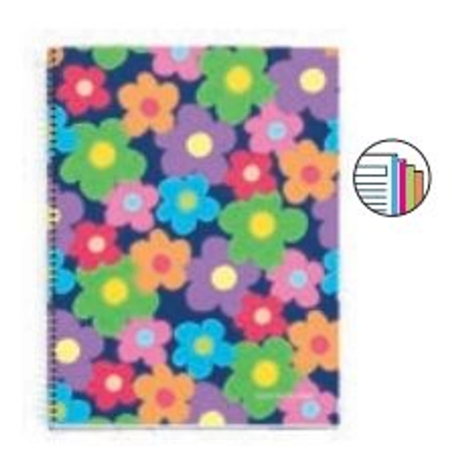 FÜZET spirál A4 MQ Flower = karton 4*30lap 4 reg.   46843