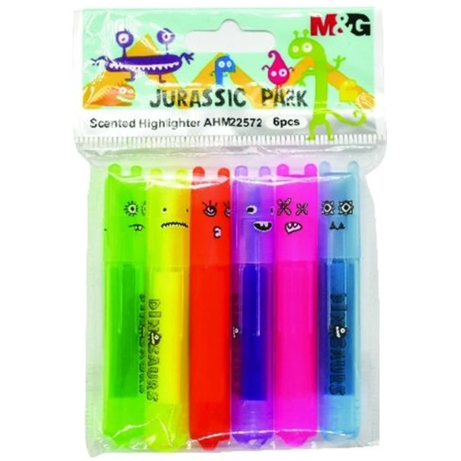 *57135 SZÖVEGKIEMELŐ készlet M&G 6 szín illatos Jurassic 1-4mm  AHM22572