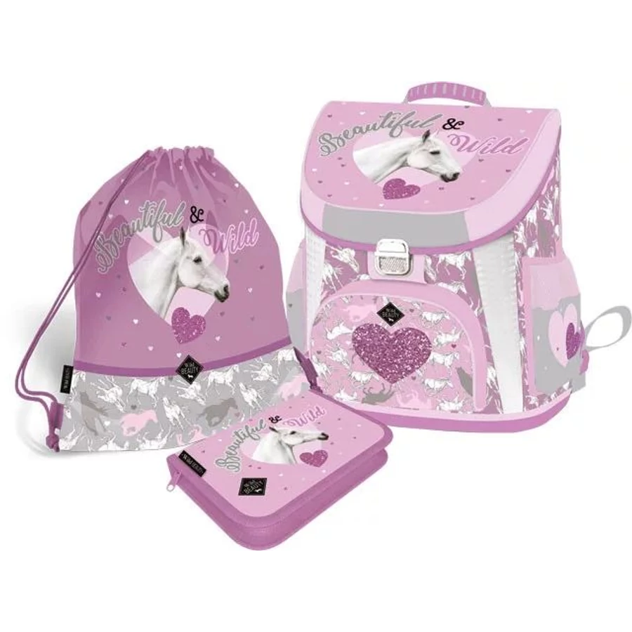 *57237 Iskolatáska szett Lizzy 3db-os Wild Beauty Purple táska+tolltartó+tornazsák