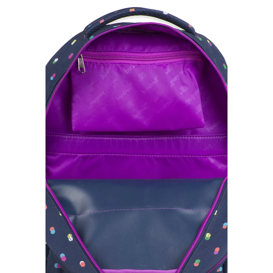 *57427 Hátitáska BUDMIL ovális Irma 10110220 kék pöttyös