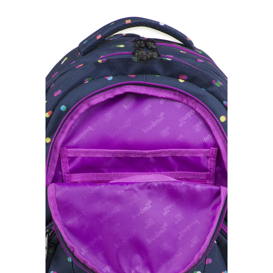 *57427 Hátitáska BUDMIL ovális Irma 10110220 kék pöttyös