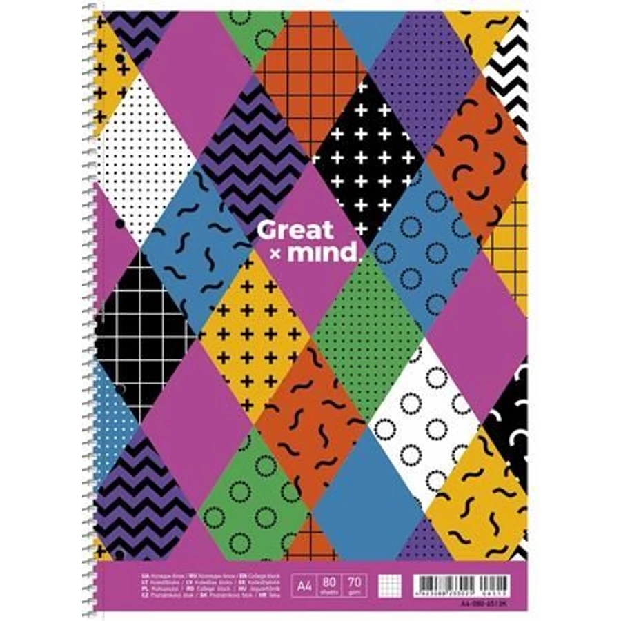 FÜZET A4+ spirál SHKOLYARYK kockás 80l 