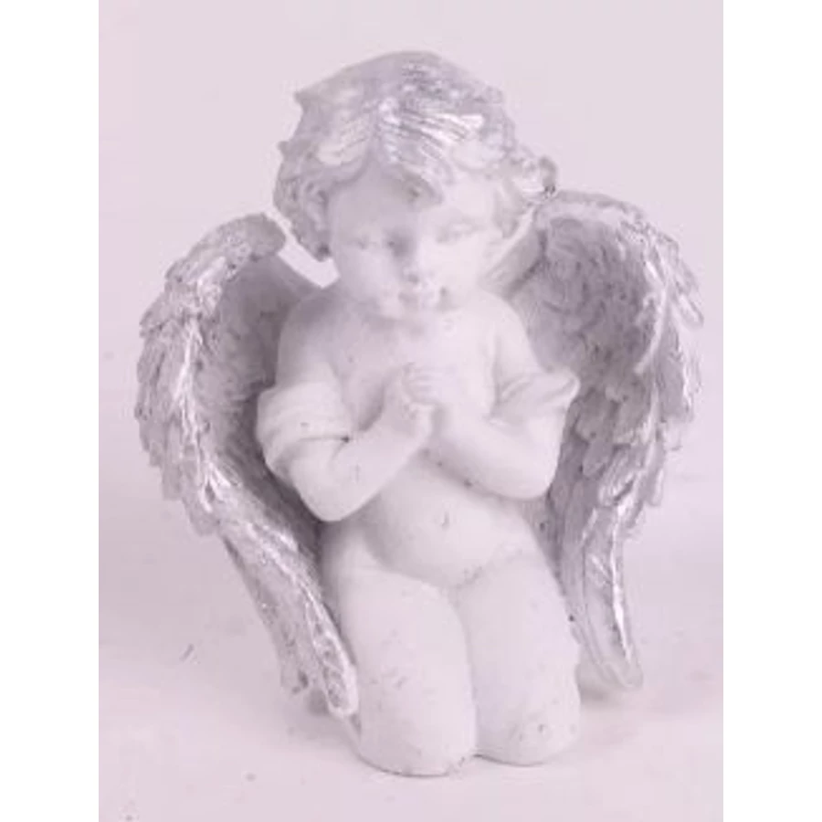 *58070 KARÁCSONYI ANGYAL imádkozó fehér-ezüst 7*9cm