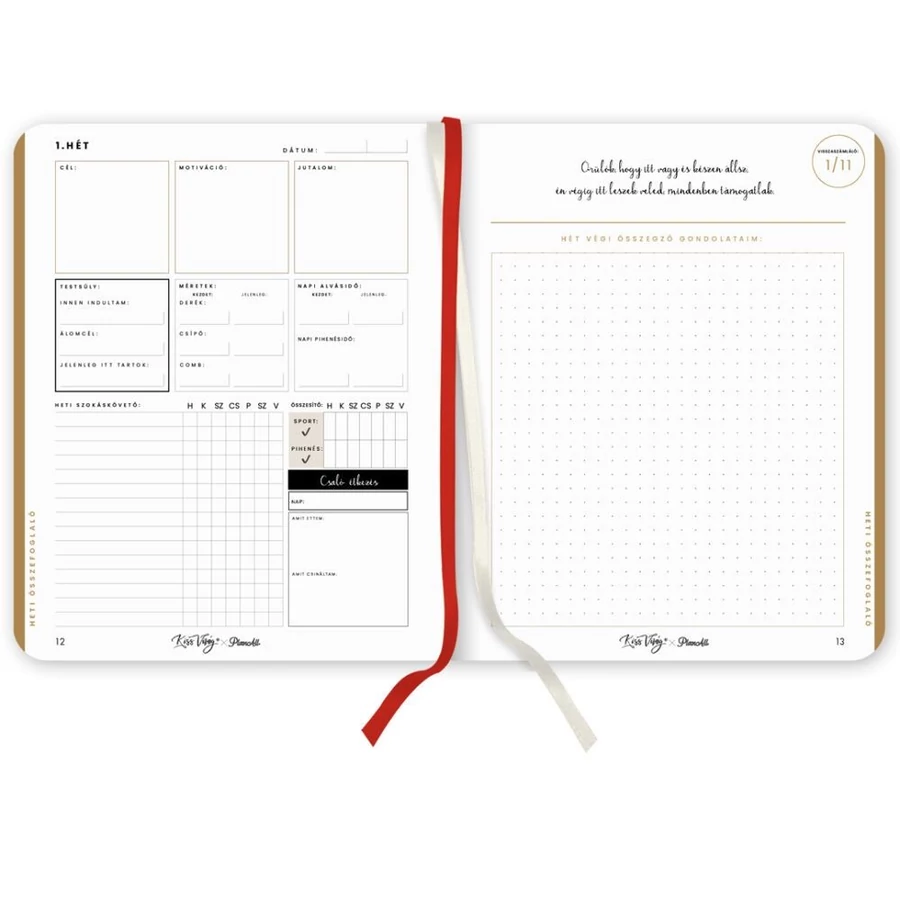 *58129 HATÁRIDŐNAPLÓ 2024 B5 heti tervező PlanAll Kiss Virág Tudatos Egészségtervező