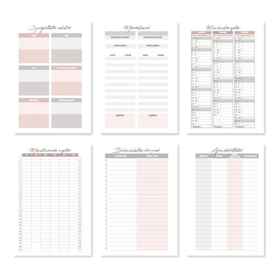 *58152 HATÁRIDŐNAPLÓ 2026 B6 napi Period Magnolia női tervező