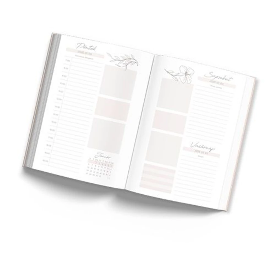 *58152 HATÁRIDŐNAPLÓ 2026 B6 napi Period Magnolia női tervező