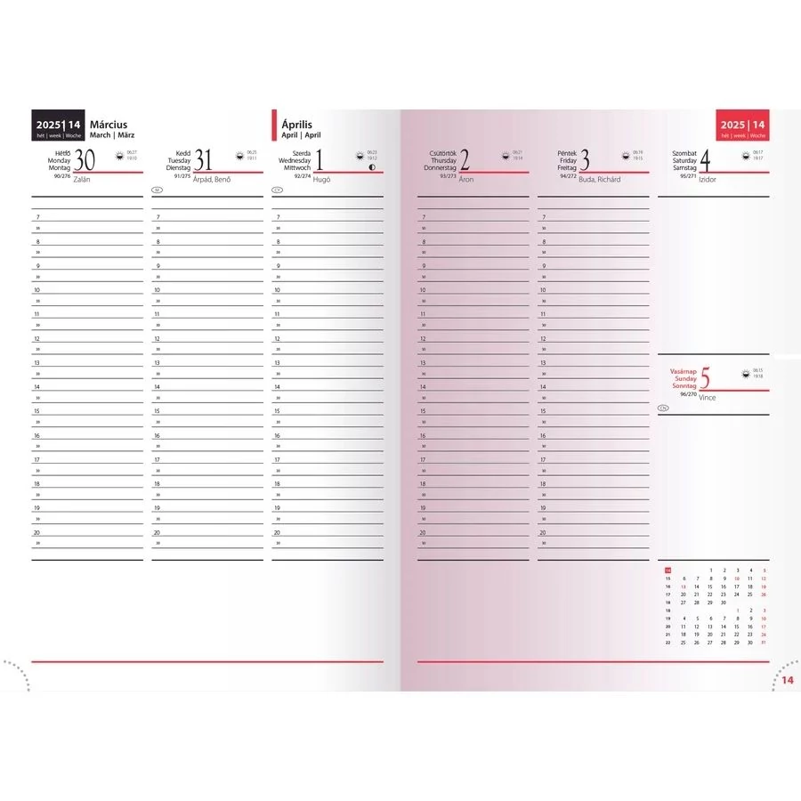 *58160 HATÁRIDŐNAPLÓ 2025 B5 heti Reálsystem-5611 KENSINGTON