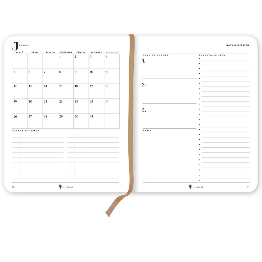 *58188 HATÁRIDŐNAPLÓ 2026 B5 heti tervező PlanAll New Classic Viszkok Fruzsi Library