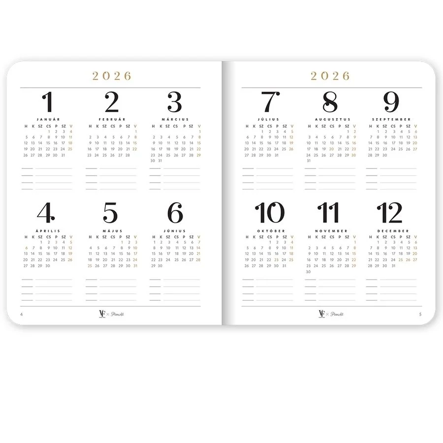 *58188 HATÁRIDŐNAPLÓ 2026 B5 heti tervező PlanAll New Classic Viszkok Fruzsi Library