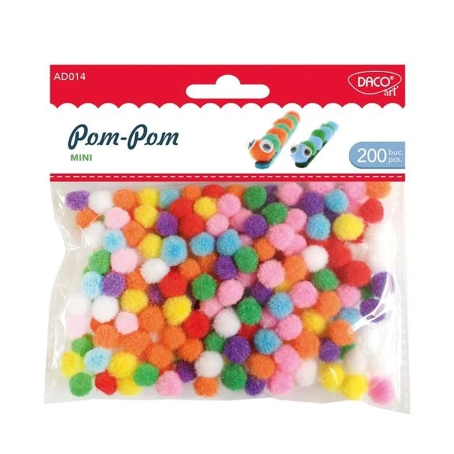 POM-POM dekor 1cm vegyes színek DACO 200db/csom