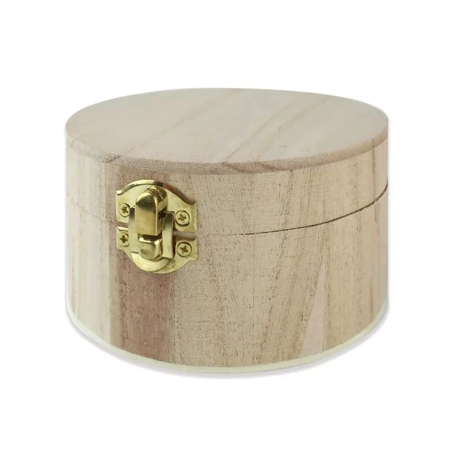 DOBOZ fa natur kör alakú, csatos CreArt  12*7cm