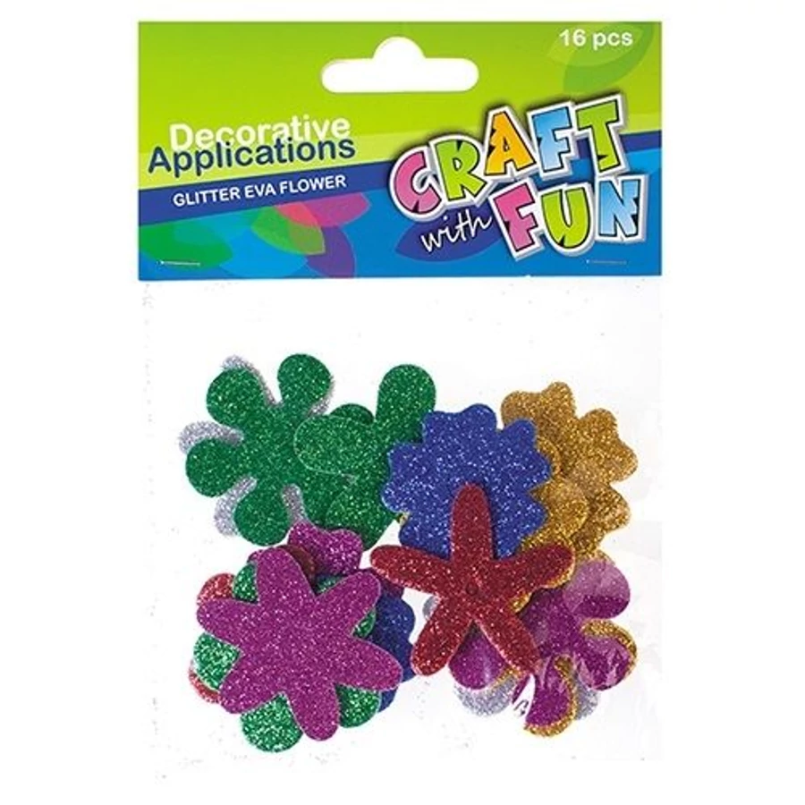 DEKOR csillámos virágok CRAFT FUN vegyes szín  16db/cs.