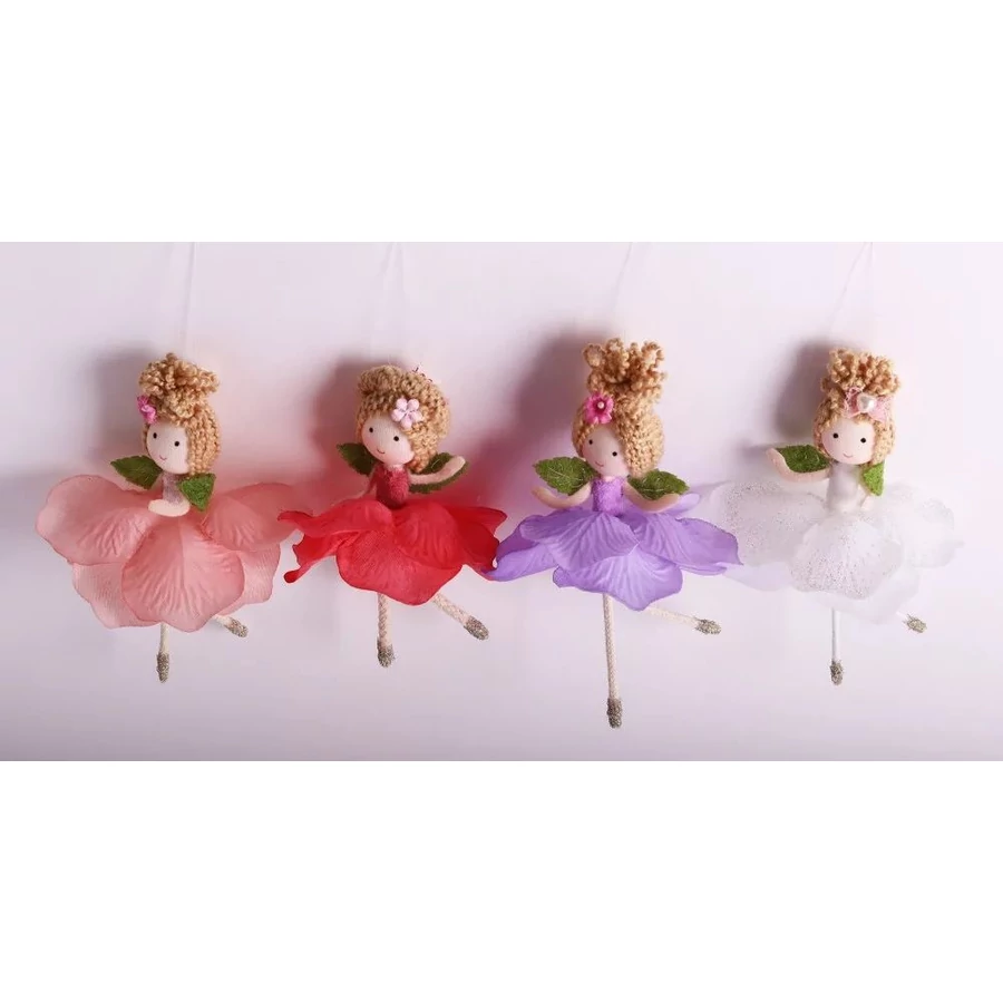 DEKOR virágtündér színes szirom ruhában,  akasztható  16cm