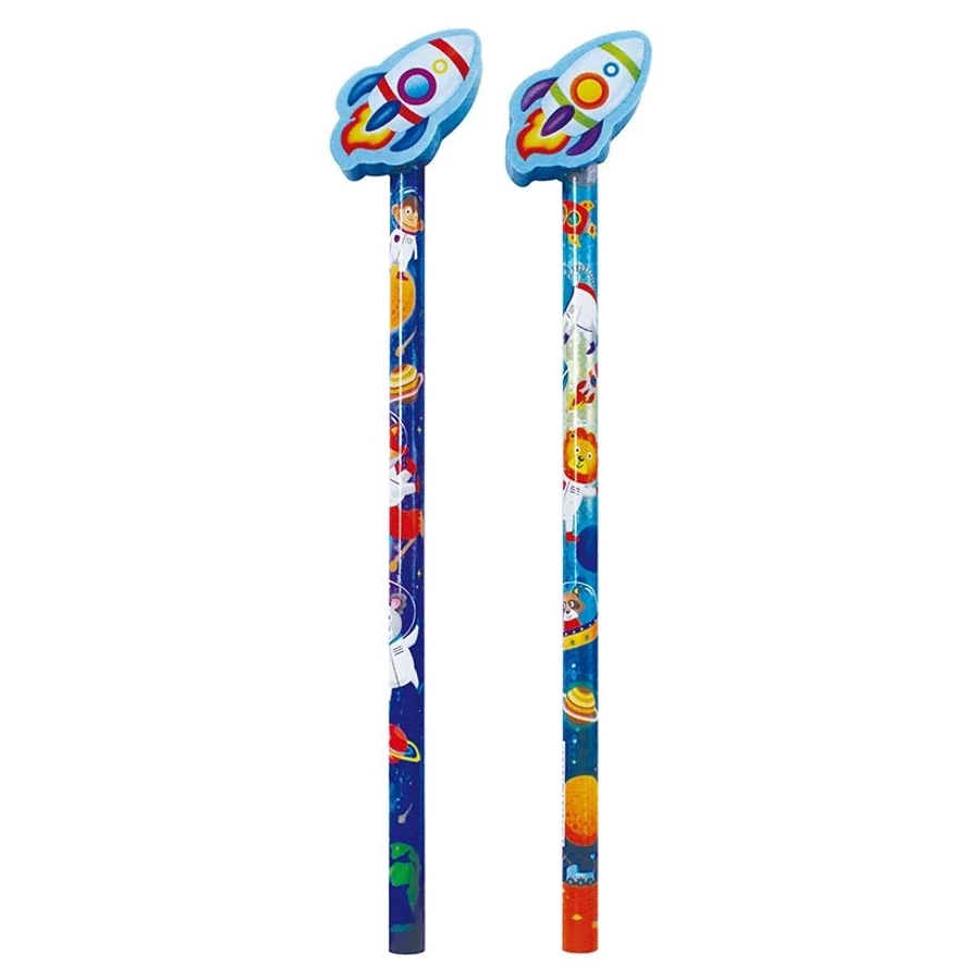 GRAFIT ceruza BENSIA  űrhajós állat mintás, űrhajó-radírral  VERTNW