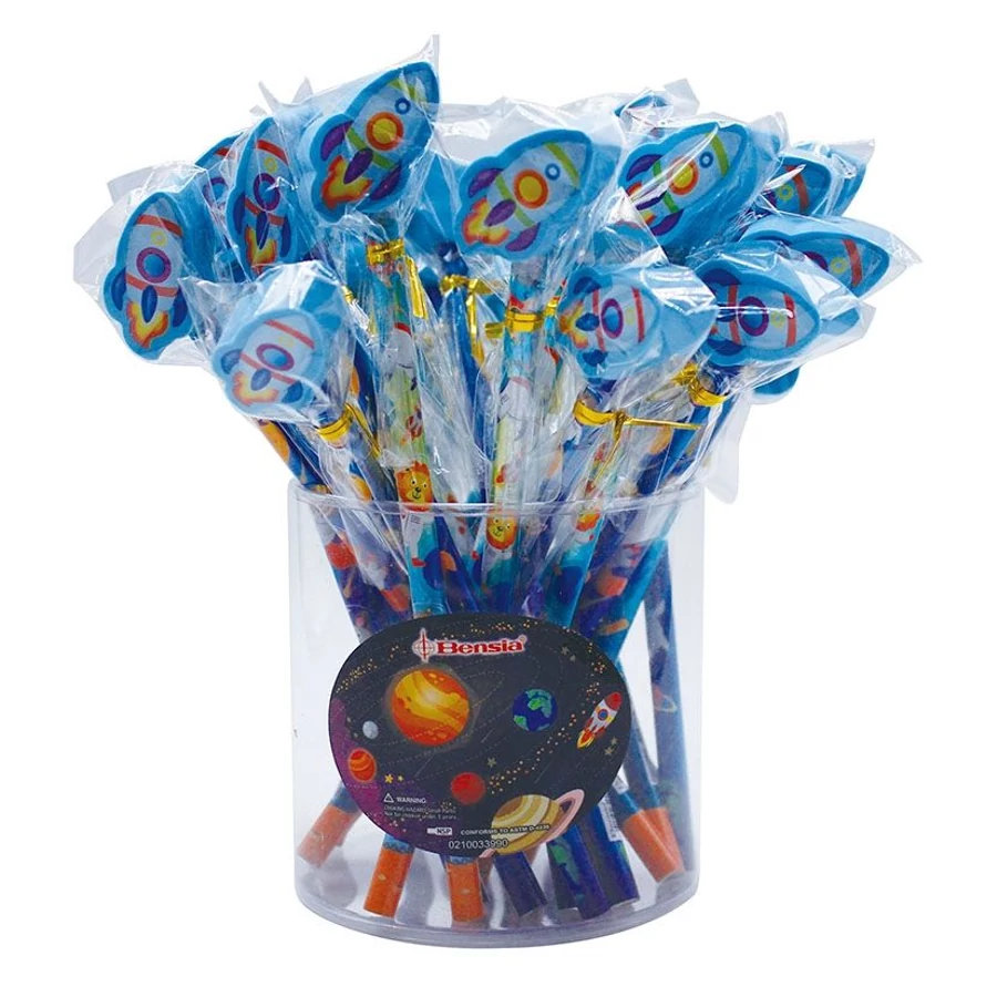 *58931 GRAFIT ceruza BENSIA  űrhajós állat mintás, űrhajó-radírral  VERTNW