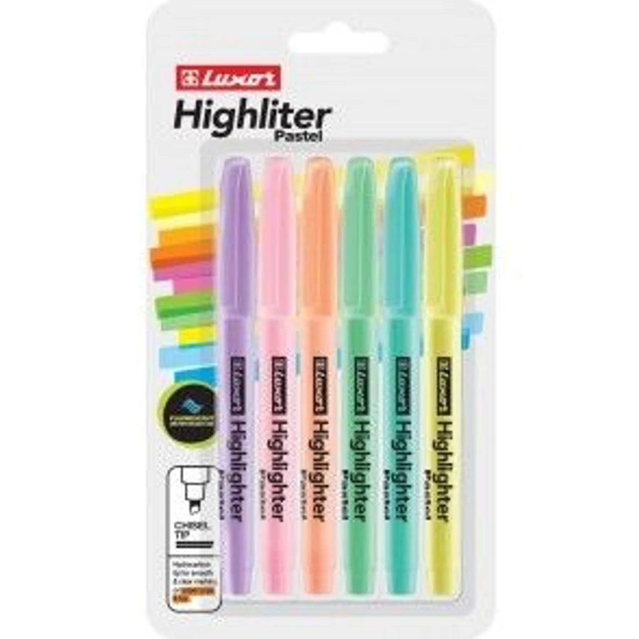 SZÖVEGKIEMELŐ szett LUXOR Pastel Highliter  6db/csom