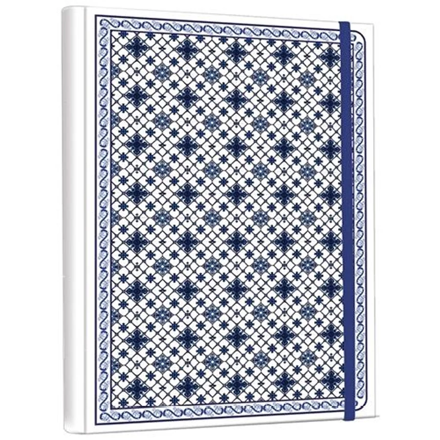 FÜZET SPIRÁL 17*24 cm Victoria's Journal pontozott, gumírozott,rejtett spirál (kék csempés, P1115-0084)