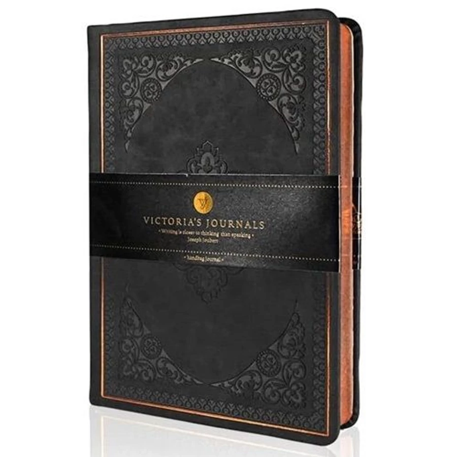 NAPLÓ 14*20cm Victoria's Journal vonalas (fekete, P1115-0092)