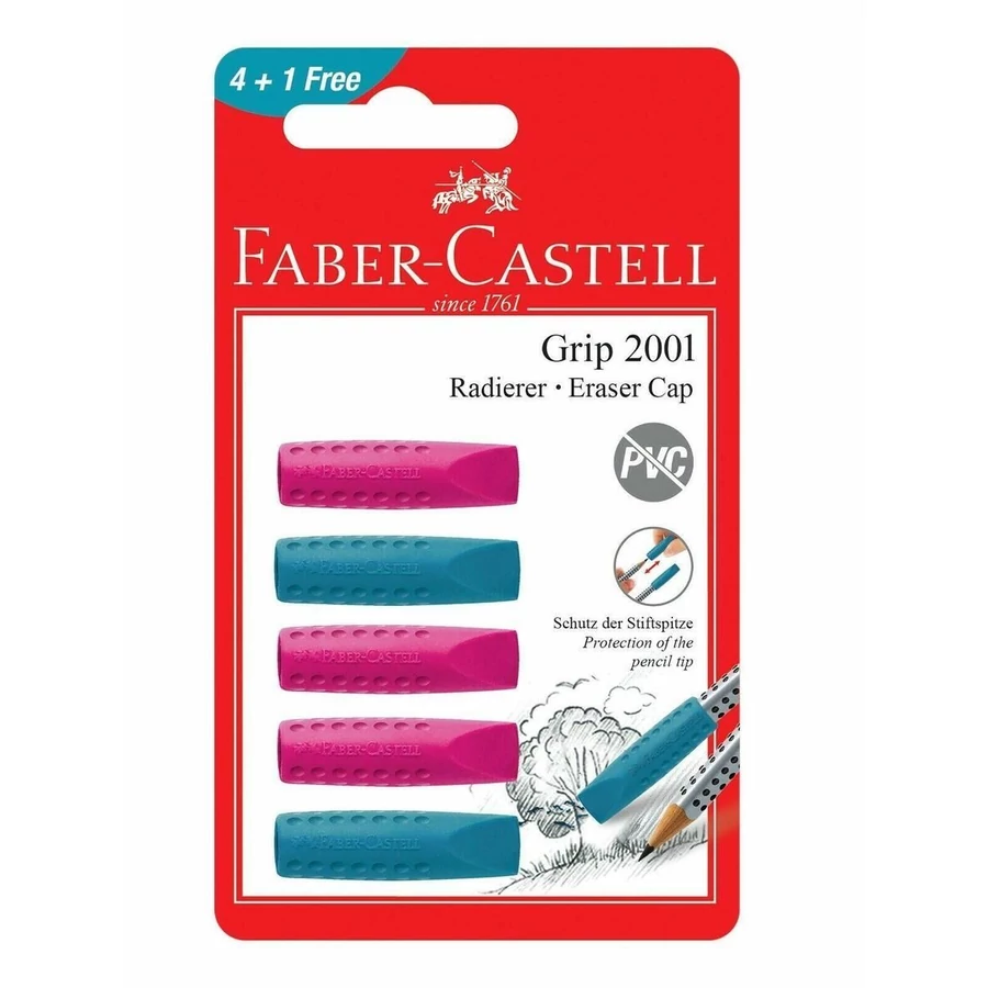 RADÍR  FABER-Castell GRIP kupakradír ceruzahegyvédö pink/türkiz 5db/bl