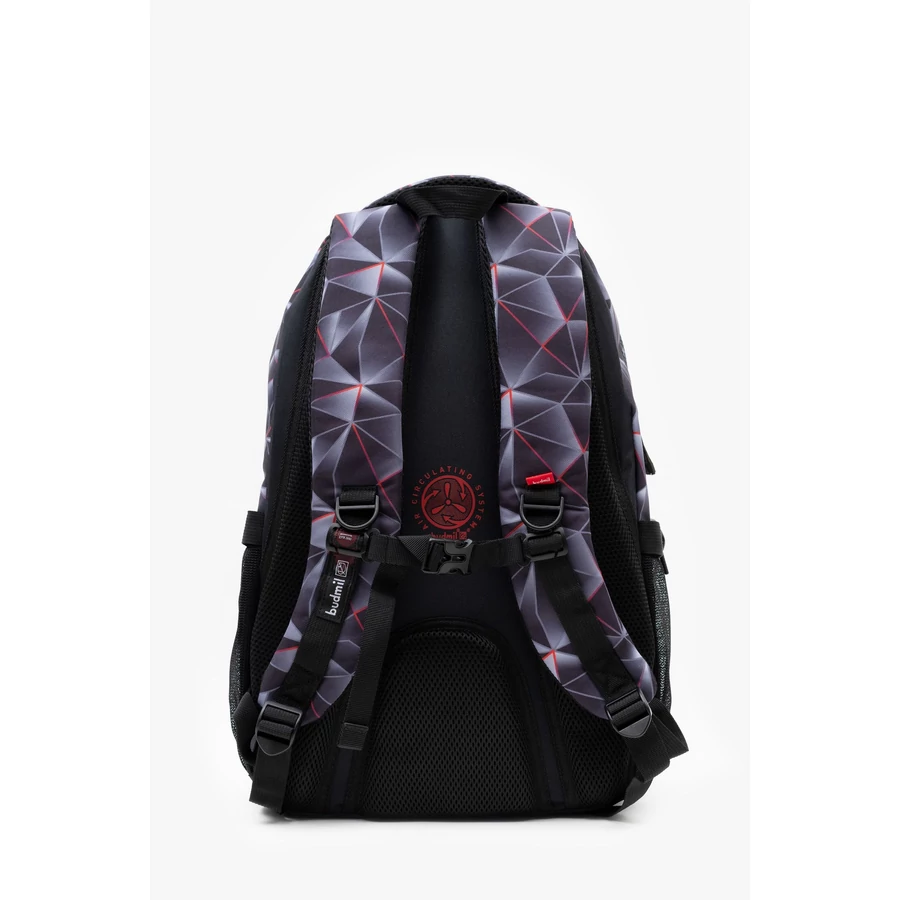 *59295 Hátitáska BUDMIL ovális Lynsey 10110183/S45 szürke-piros