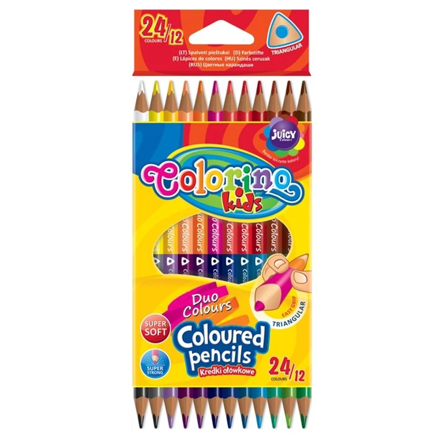 SZÍNES CERUZA 12/24 COLORINO háromszögletű kétvégű