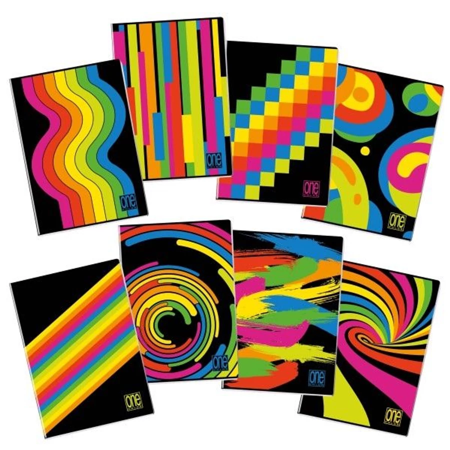 FÜZET A4 BLASETTI vonalas One Color Black&Fluo 42lap 80gr 8462M