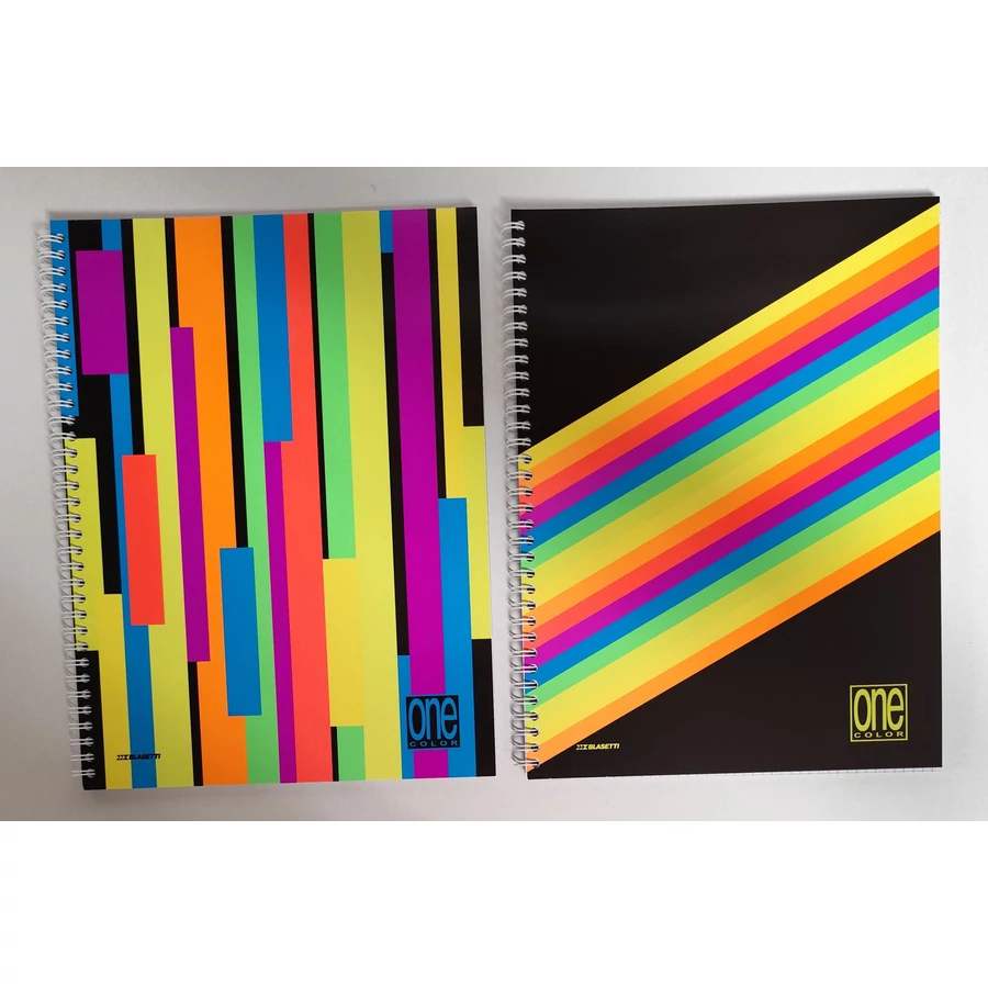FÜZET spirál A4 Blasetti One Color Black&amp;Fluo 60l  lyukasztott # 8465