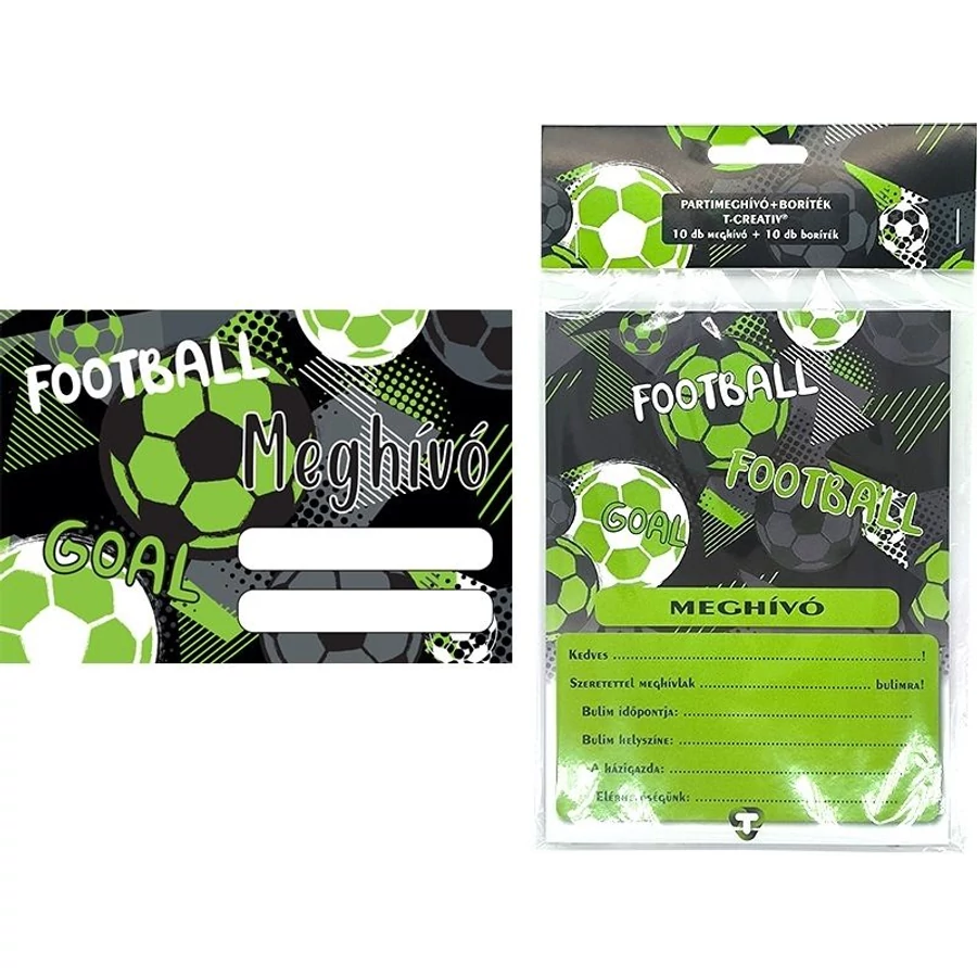 PARTY MEGHIVÓ boritékos T-Creatív 10szett/cs (Focis 874, O01030TFO)