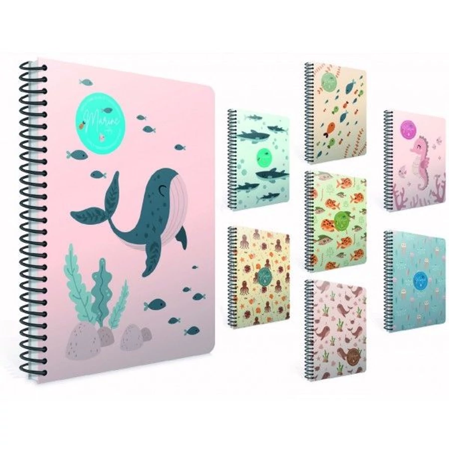 FÜZET spirál A4 GIPTA Marine Notes kockás karton 100l  7081