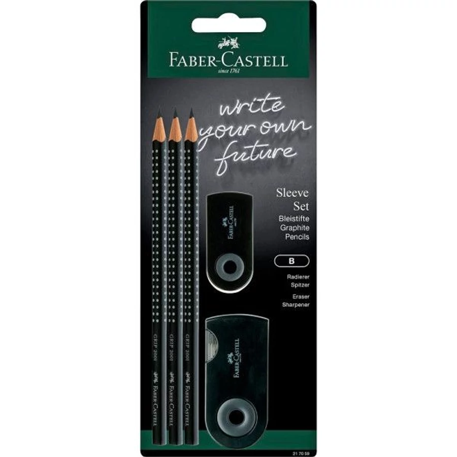 GRAFIT SZETT Faber-Castell  5db-os 3 ceruza+radír+hegy. bliszterben fekete