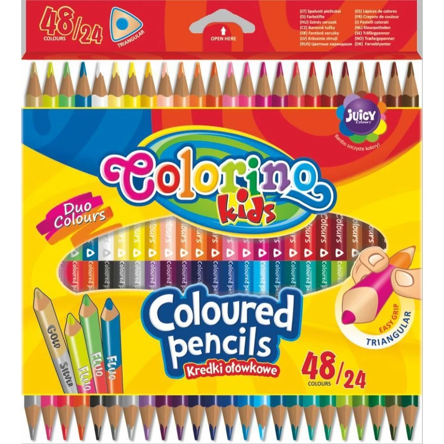 *60191 SZÍNES CERUZA 24/48 COLORINO háromszögletű kétvégű