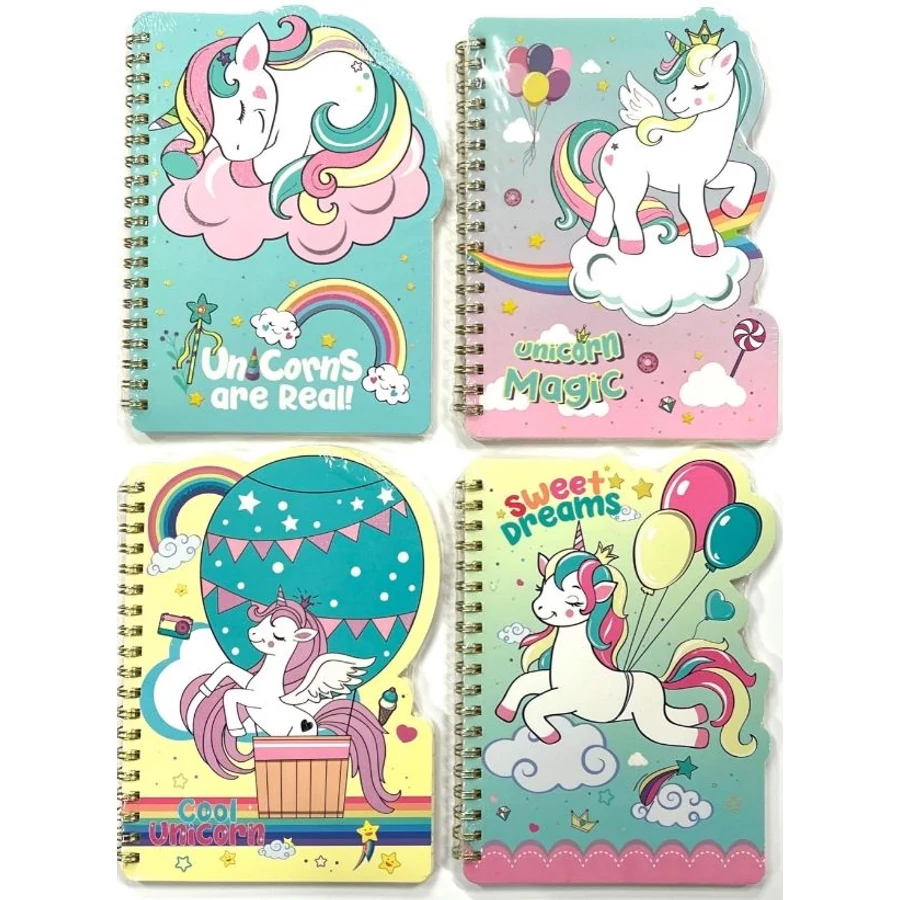 EMLÉKKÖNYV/NOTESZ A/5 spirálos, stancolt, Unikornis, vonalas