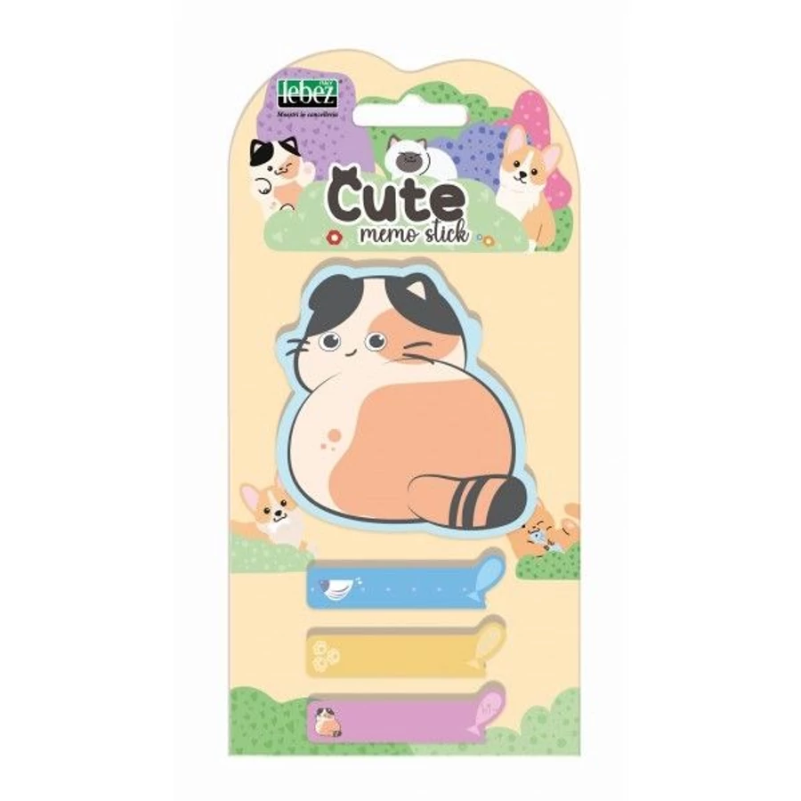 *60505 NOTES ÖNTAPADÓS+lapjelölő LEBEZ Cicás 5,5*8,3cm  81963