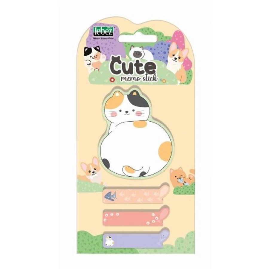 *60505 NOTES ÖNTAPADÓS+lapjelölő LEBEZ Cicás 5,5*8,3cm  81963