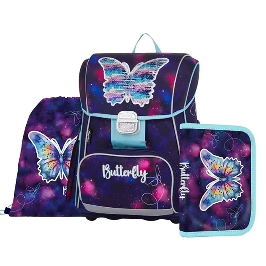 Iskolatáska szett OXI BAG 3db-os Butterfly prémium táska+tollt.+tzsák. 0-67726