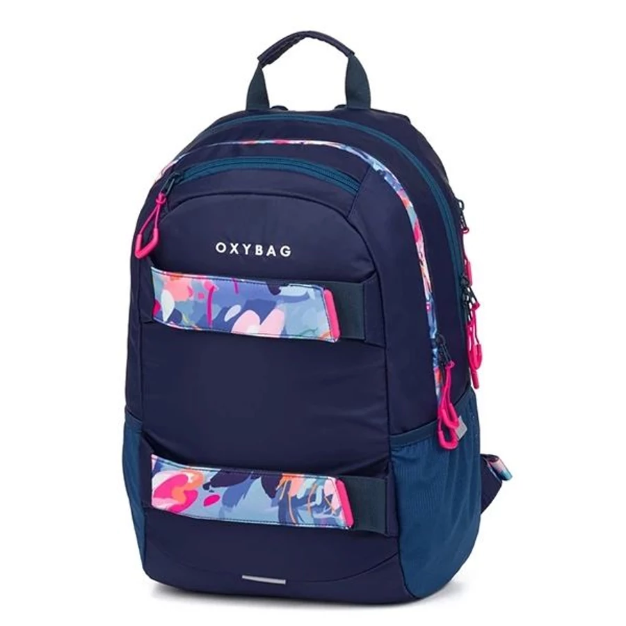 *60708 Hátitáska OXI Sport Flowers kék+tolltartó  8-39725E