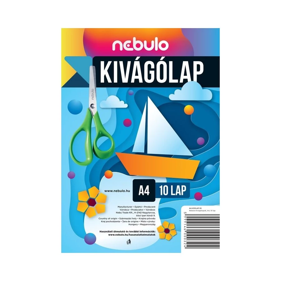 *61111 KIVÁGÓLAPOK A4  NEBULO 10 szín
