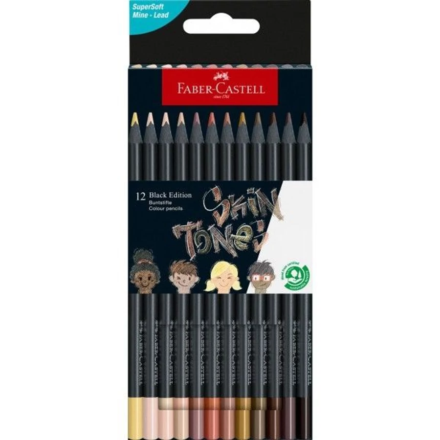 *61185 SZÍNES CERUZA 12 FABER CASTELL Black Edition bőr színek 116414