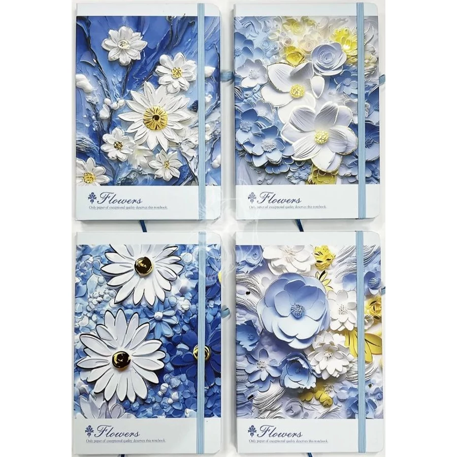 *61191 NAPLÓ A5 Blue Flower gumis, élnyomott 5703-26