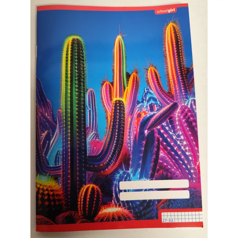 *61349 FÜZET A5 pd  kockás 27-32  School Girls Cactus
