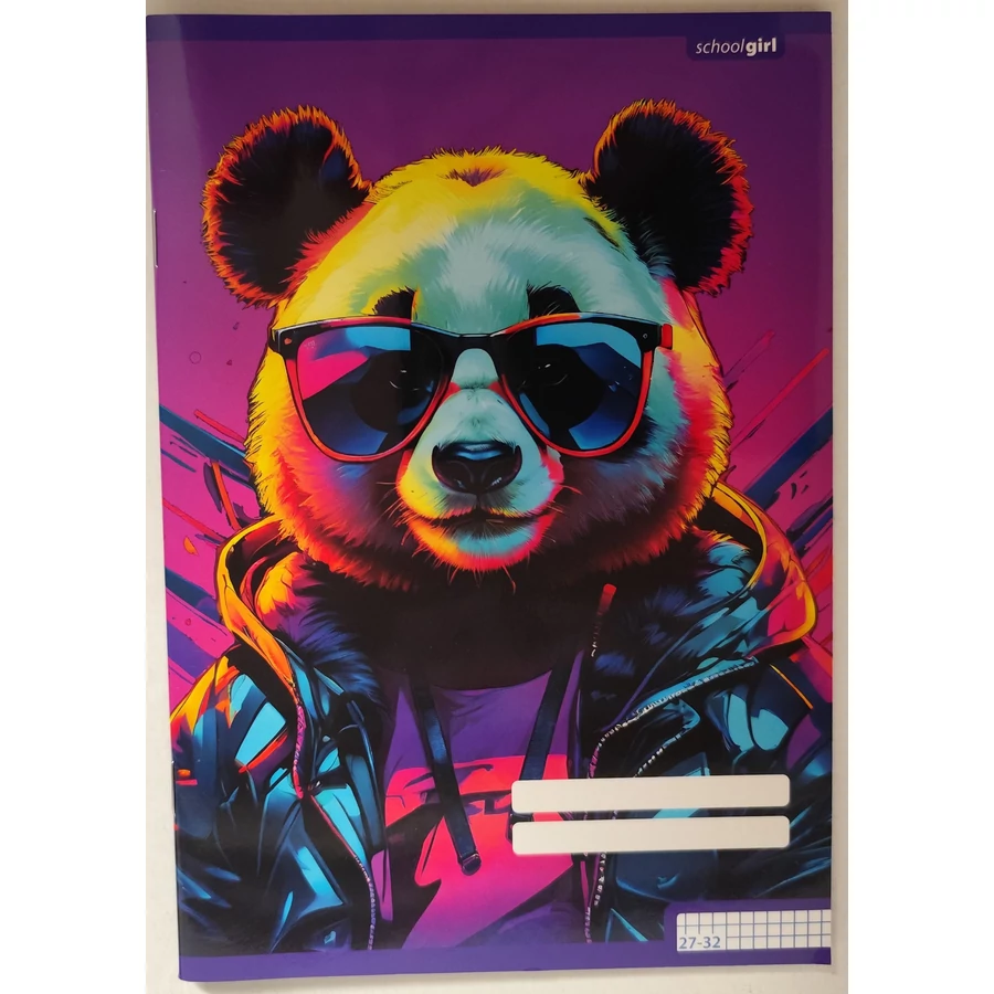 *61352 FÜZET A5 pd kockás 27-32 School Girls Panda