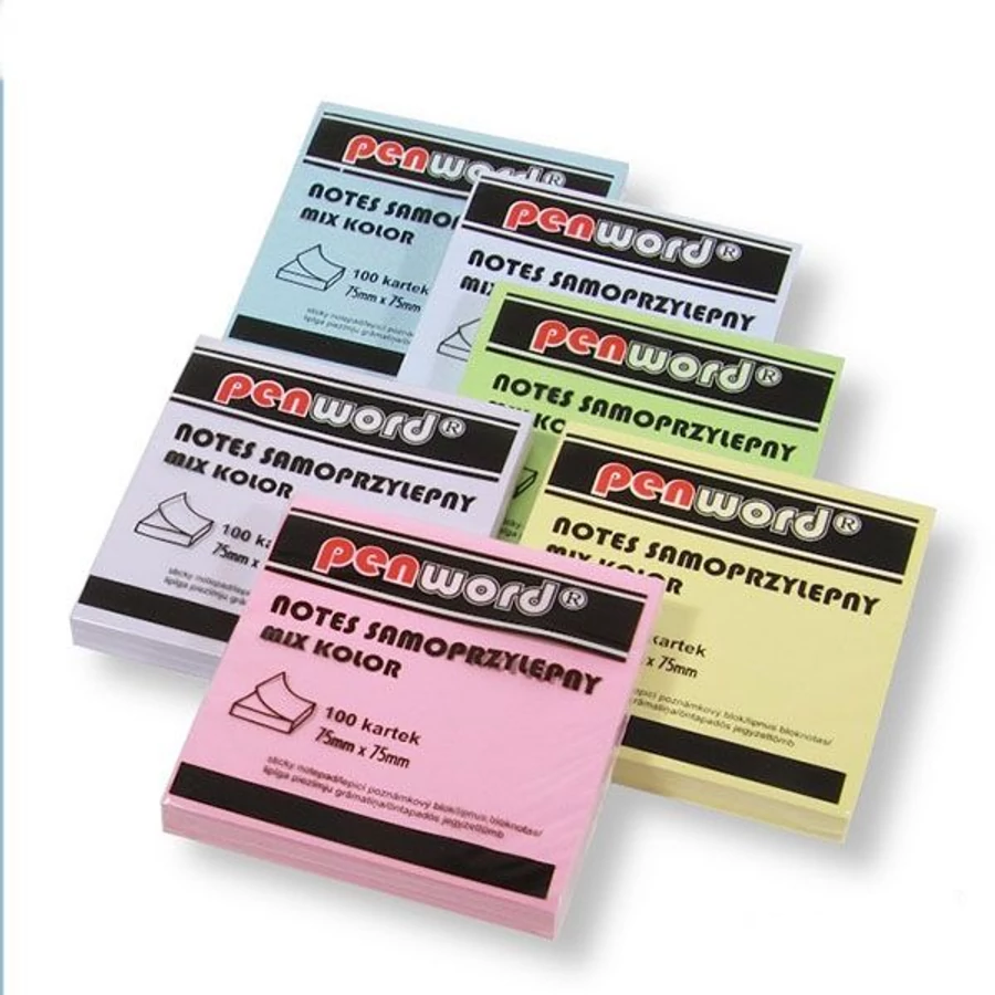*61365 NOTES ÖNTAPADÓS Penword 75*75mm 100lap vegyes pasztell színekben