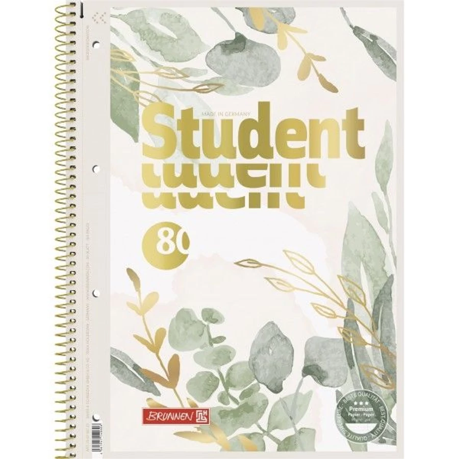 *61375 FÜZET spirál A4 BRUNNEN vonalas perf., lyukasztott 80lap Leveles