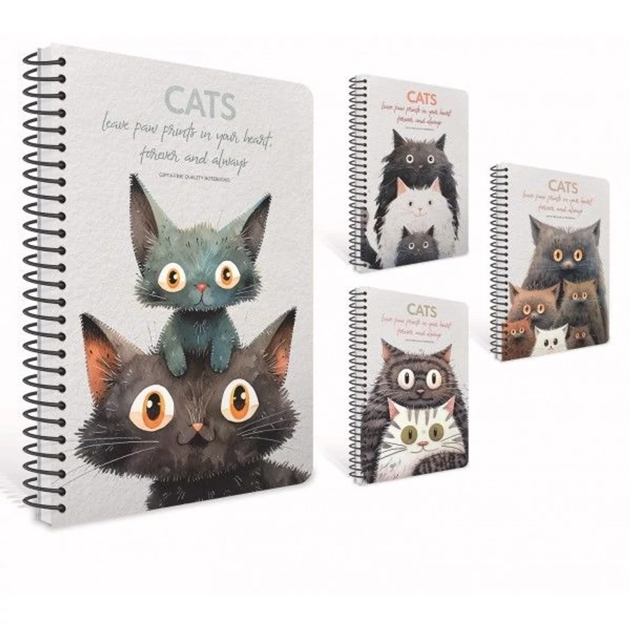 *61395 FÜZET spirál A4 GIPTA Cats vonalas karton 80l  7619