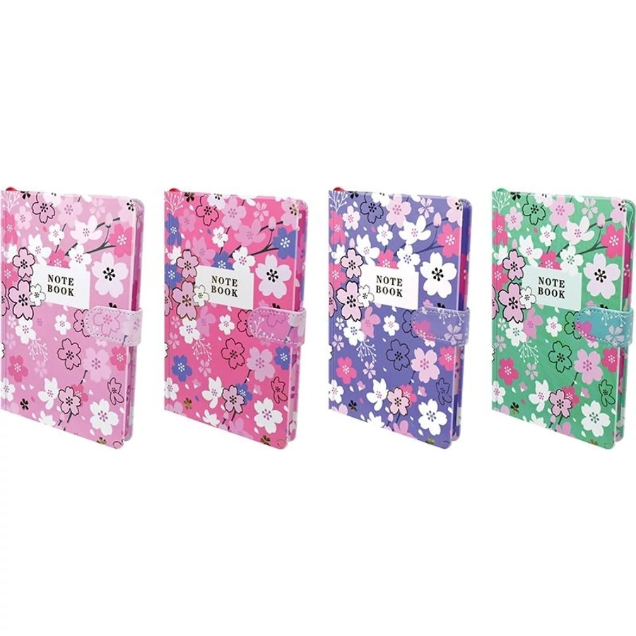 *61419 NAPLÓ A5 T-CREA virágos 128l, chamois = keménytáblás, mágneses, élfestett