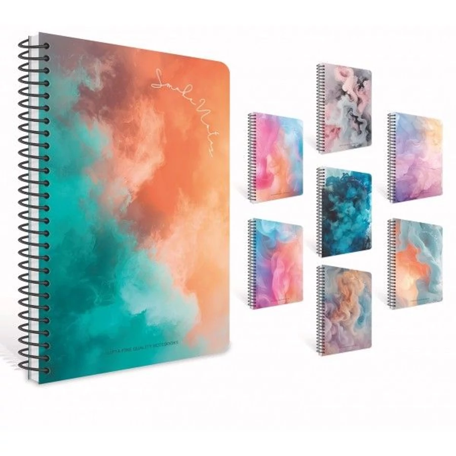 *61428 FÜZET spirál A4 GIPTA Smoke kockás PP 80l   7554